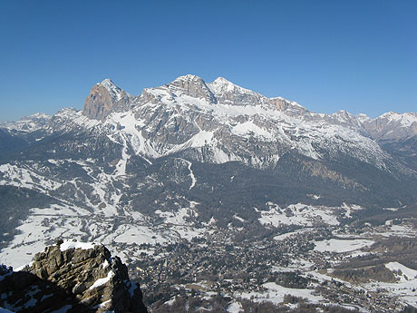 Aerial view of Cortina in winter photo