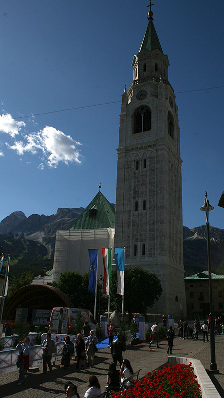 Bell tower in the center of Cortina photo