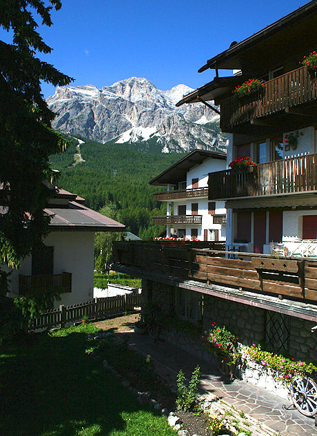 Traditional architecture of the Dolomites Cortina photo