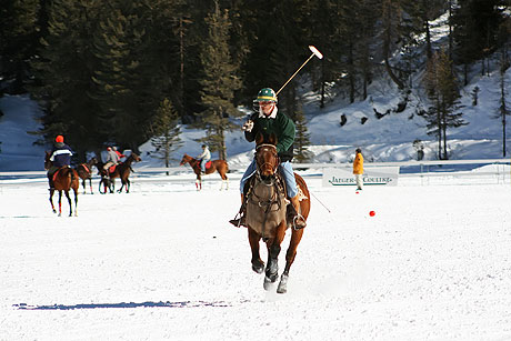 Jugar al polo en invierno Cortina foto